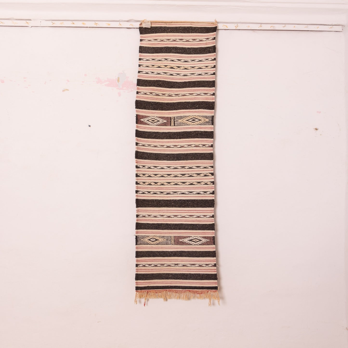 Handwoven Wool Corridor Runner Rug - Minimalist Berber Design