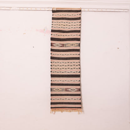 Handwoven Wool Corridor Runner Rug - Minimalist Berber Design