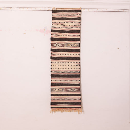 Handwoven Wool Corridor Runner Rug - Minimalist Berber Design