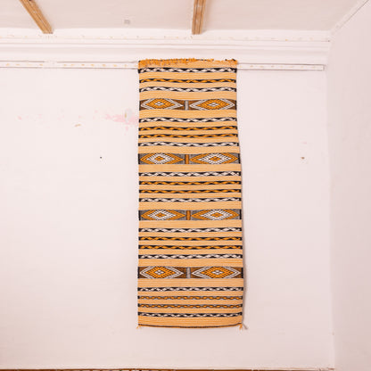 Moroccan Corridor Rug - Handwoven Azilal Runner - Bold Tribal Geometry