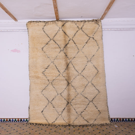 Large Handmade Beni Ourain Rug – Authentic Moroccan Wool Carpet – Minimalist Berber Rug – Plush & Soft Area Rug – Boho Scandinavian Home Decor