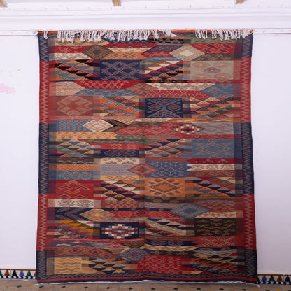 Handwoven Moroccan Akhnif Rug – Bold Berber Geometric Wool & Cotton Carpet