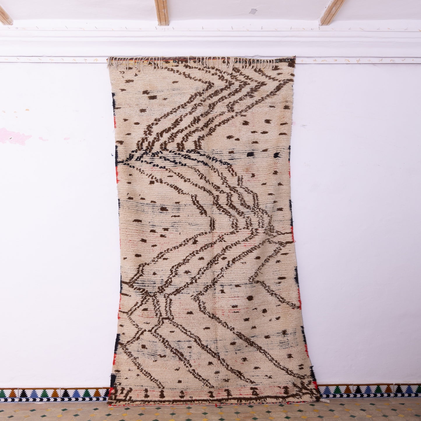 Vintage Azilal Rug - Handwoven Moroccan Wool  One of a Kind Boho Statement