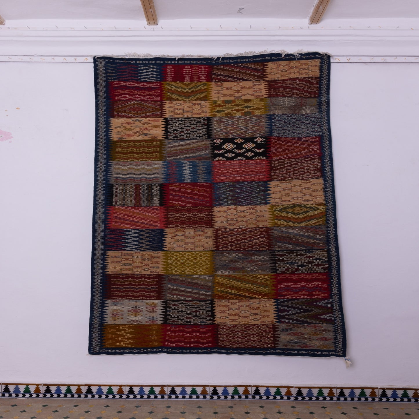 Handwoven Moroccan Akhnif Rug – Artisan Wool & Cotton Carpet ; 9,02 ft / 5,41 ft