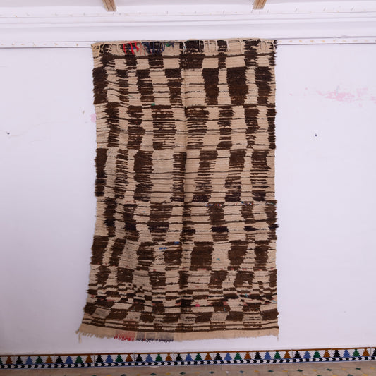Earth Code” Rug | Handwoven Moroccan Wool in Tribal Brown Geometry