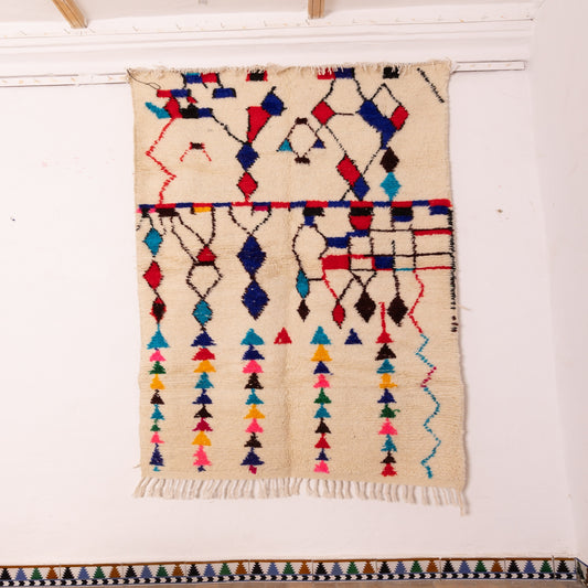 Azilal Moroccan Rug – Colorful Handwoven Boho Wall Hanging or Area Rug - 80% Wool 20% Cotton - Bright Tribal Home Decor