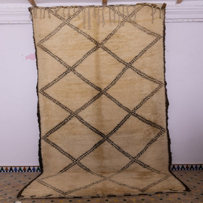 Large Vintage Moroccan Beni Ourain Rug – Handwoven Wool with Classic Diamond Pattern ; 13,29 ft / 6,40 ft