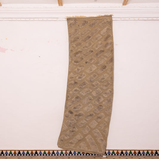 Moroccan Corridor Rug - Handwoven Runner - Neutral Toned Minimalist Design