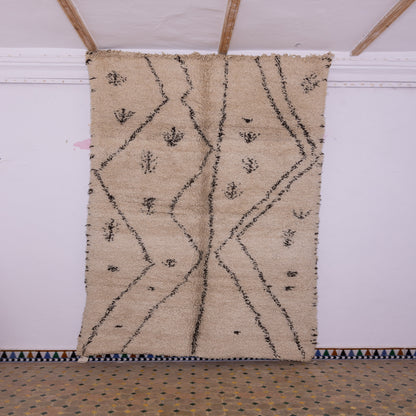 Handmade Beni Ourain Rug – Authentic Moroccan Wool Carpet – Geometric Berber Design – Minimalist & Boho Home Decor – Soft & Plush Area Rug ; 10,33 ft / 6,23 ft