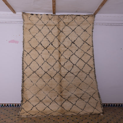 Vintage Moroccan Beni Ourain Rug | Handwoven Wool Berber Carpet | Authentic Tribal Diamond Design ; 11,81 ft / 6,23 ft