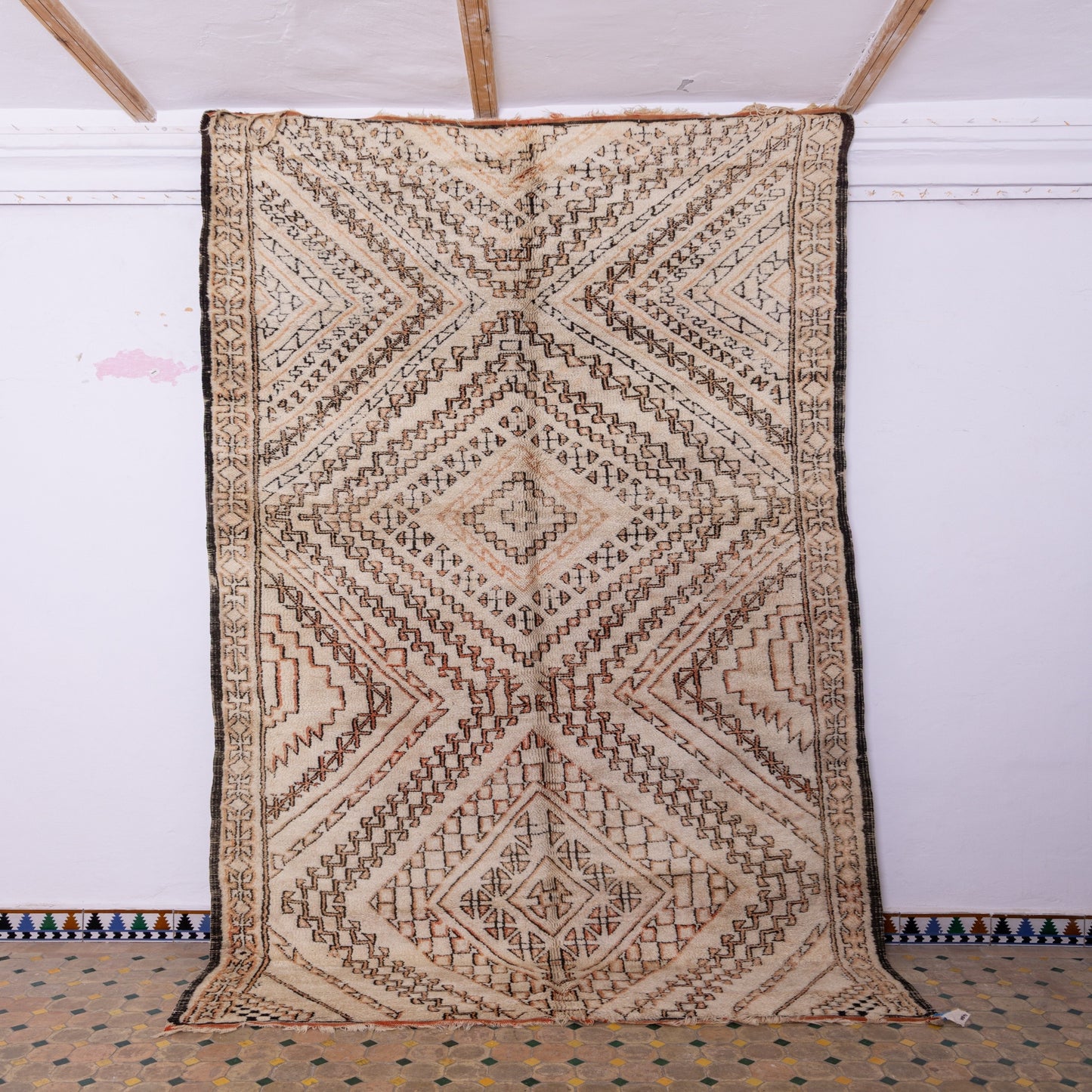 Large Vintage Moroccan Berber Rug | Handwoven Wool Azilal Carpet ; 12,47 ft / 6,40 ft