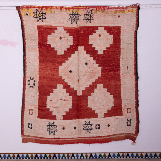 Vintage Moroccan Wool Rug – Handwoven Berber Carpet with Geometric Tribal Patterns – Authentic Boho & Mid-Century Decor