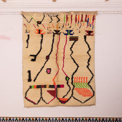 Modern Azilal Rug - 80% Wool 20% Cotton - Abstract Berber Moroccan Carpet - Handmade Wall or Floor Rug
