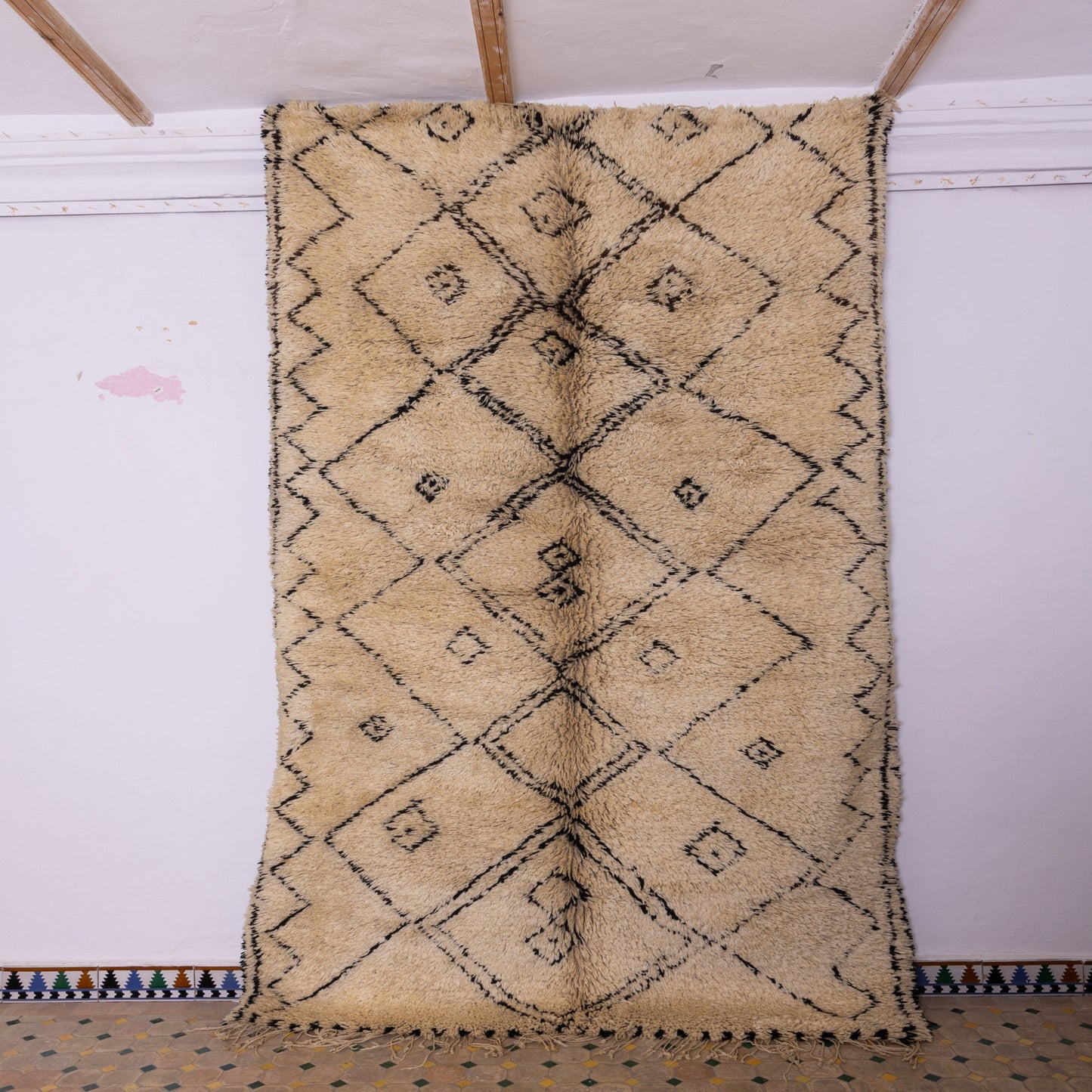 Authentic Moroccan Beni Ourain Rug – Handwoven Wool Berber Carpet – Large Diamond Pattern – Cozy & Timeless Home Decor ;  11,32 ft  / 5,91 ft