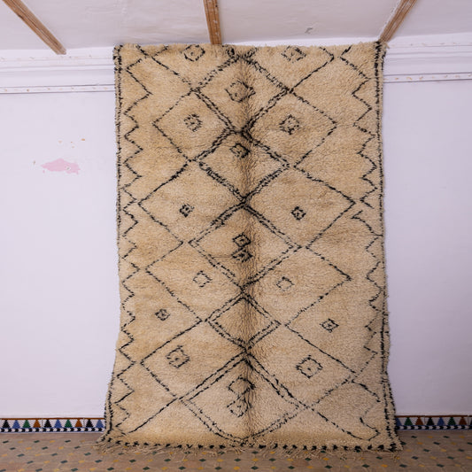 Authentic Moroccan Beni Ourain Rug – Handwoven Wool Berber Carpet – Large Diamond Pattern – Cozy & Timeless Home Decor