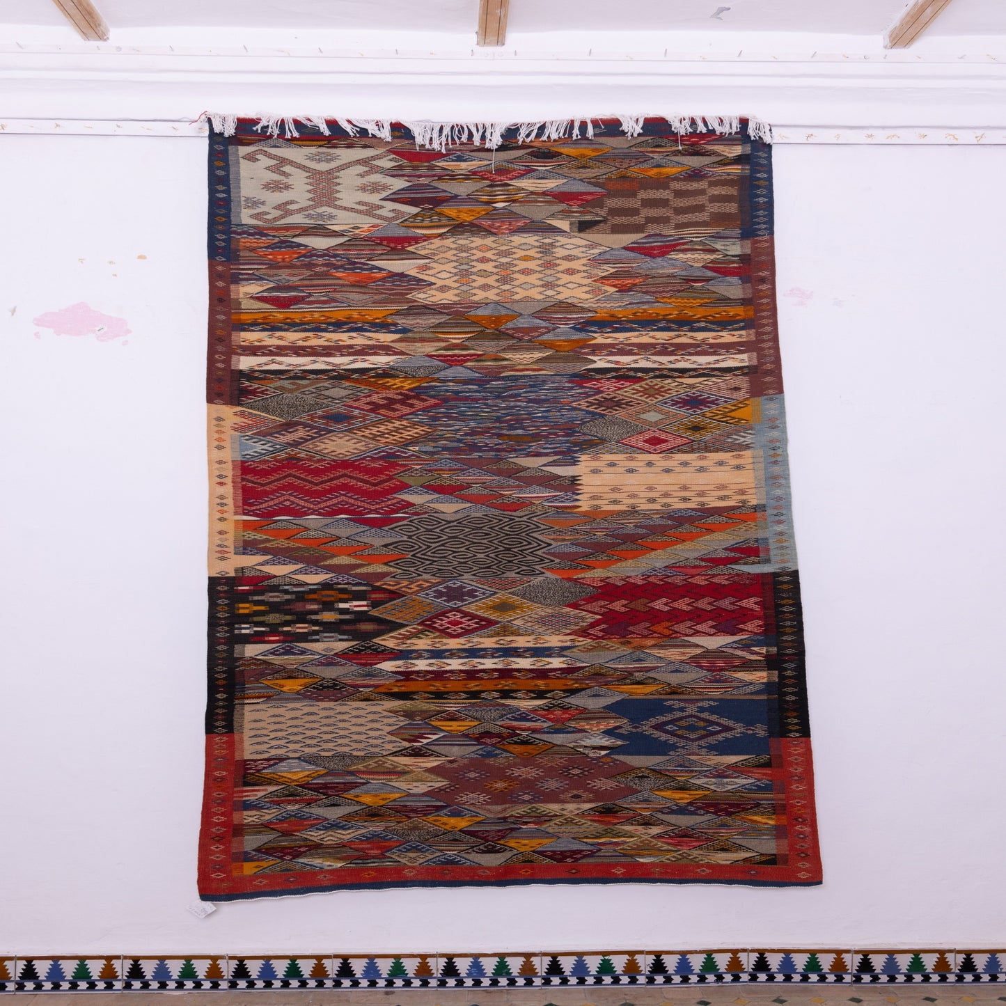 Handwoven Moroccan Akhnif Rug – Intricate Berber Wool & Cotton Carpet ; 9,02 ft / 5,25 ft