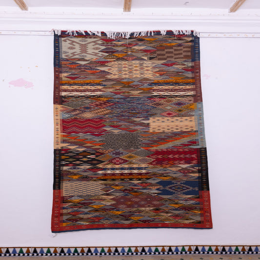 Handwoven Moroccan Akhnif Rug – Intricate Berber Wool & Cotton Carpet