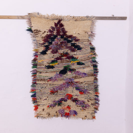 Colorful Vintage Azilal Rug - Handwoven Moroccan Wool Art Rug - Boho Tribal Wall Decor