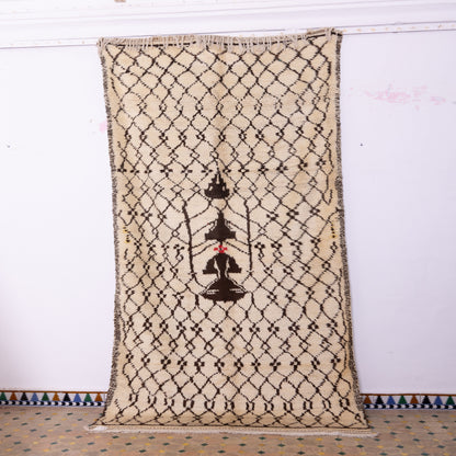 Vintage Moroccan Azilal Rug - Handwoven 100% Wool - Tribal Berber Art - Geometric & Symbolic Design