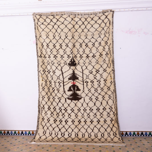 Vintage Moroccan Azilal Rug - Handwoven 100% Wool - Tribal Berber Art - Geometric & Symbolic Design