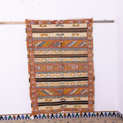 Handwoven Moroccan Akhnif Rug – Bohemian Amazigh Tapestry ; 6,56 ft / 3,44 ft