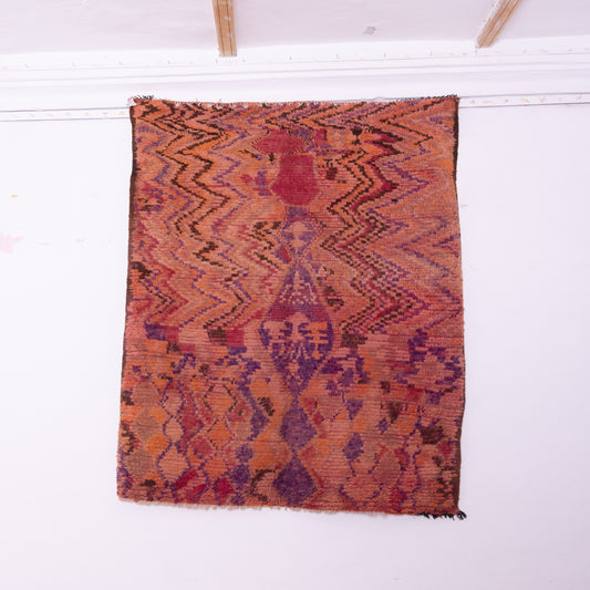 Vintage Moroccan Bjaad Rug – Handwoven Wool Berber Carpet in Warm Earthy Hues – Bohemian Tribal Decor
