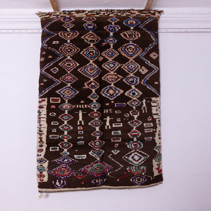 Vintage Moroccan Rehamna Rug – Handwoven Tribal Wool Carpet with Bold Geometric Motifs ; 9,19 ft / 4,92 ft