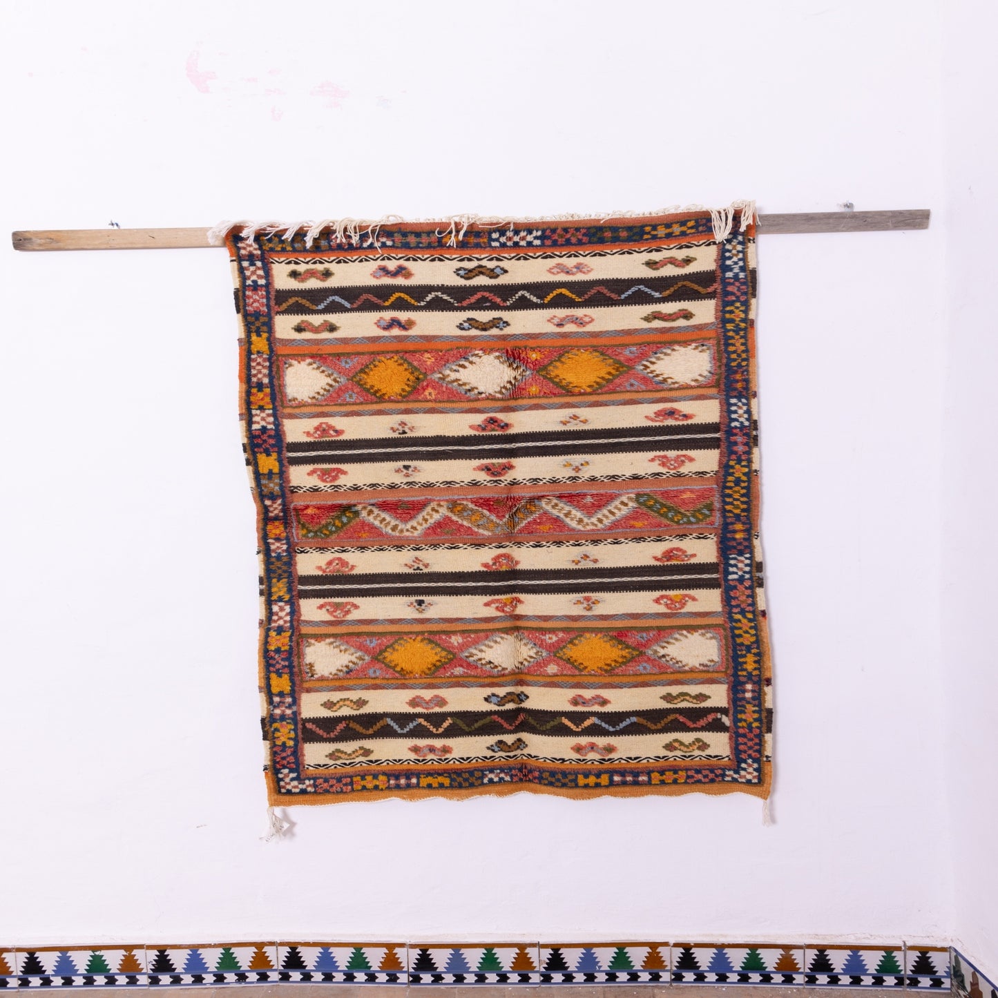 Handwoven Moroccan Akhnif Rug – Tribal Berber Flatweave ; 5,09 ft / 3,44 ft