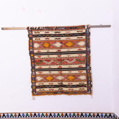 Handwoven Moroccan Akhnif Rug – Tribal Berber Flatweave ; 5,09 ft / 3,44 ft