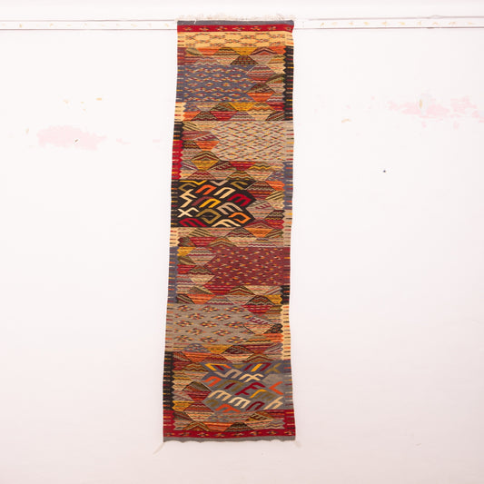 Moroccan Corridor Rug - Handwoven Runner - Geometric Patchwork Design