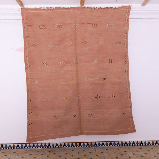 Handwoven Moroccan Akhnif Rug – Soft Terracotta Berber Wool Carpet