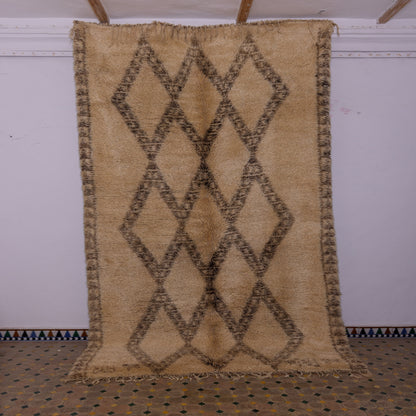 Vintage Moroccan Beni Ourain Rug | Handwoven Wool Berber Carpet | Authentic Tribal Design ; 12,63 ft / 6,56 ft