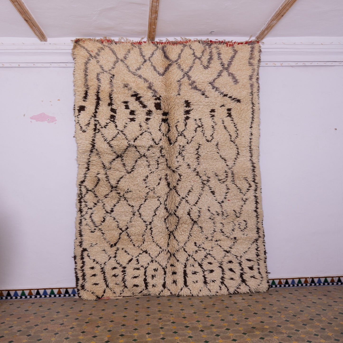 Handmade Beni Ourain Rug – Authentic Moroccan Wool Carpet – Tribal Berber Design – Soft & Plush Area Rug – Bohemian & Minimalist Home Decor ; 11,15 ft / 5,91 ft