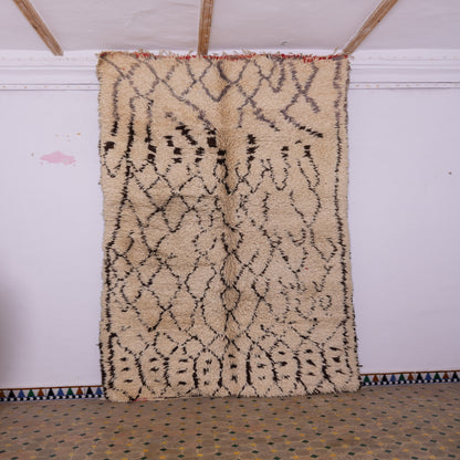 Handmade Beni Ourain Rug – Authentic Moroccan Wool Carpet – Tribal Berber Design – Soft & Plush Area Rug – Bohemian & Minimalist Home Decor ; 11,15 ft / 5,91 ft