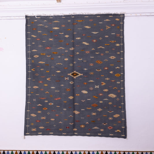 Handwoven Moroccan Akhnif Rug – Elegant Berber Wool & Cotton Carpet with Tribal Motifs