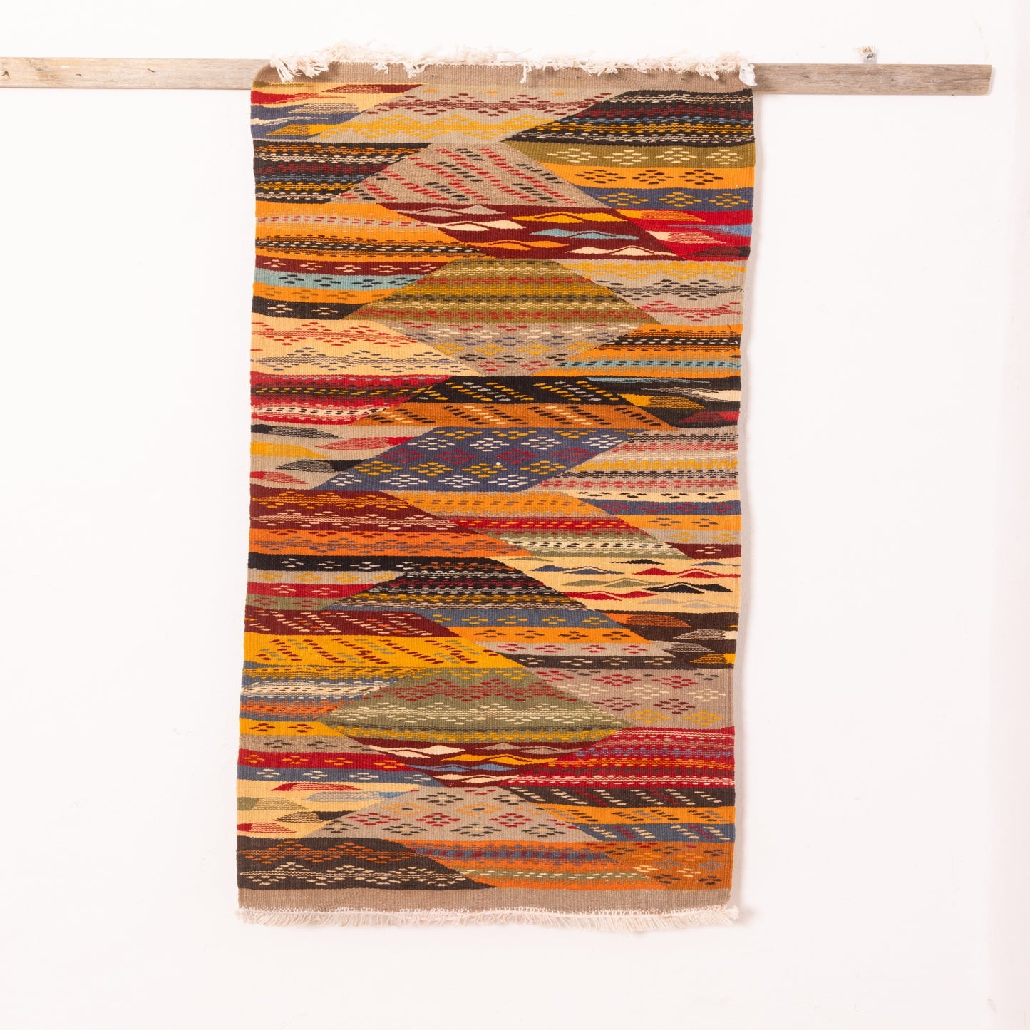 Moroccan Corridor Rug - Handwoven Runner - Tribal Diamond Medallions