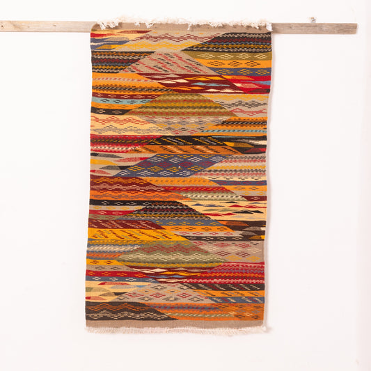 Moroccan Corridor Rug - Handwoven Runner - Tribal Diamond Medallions