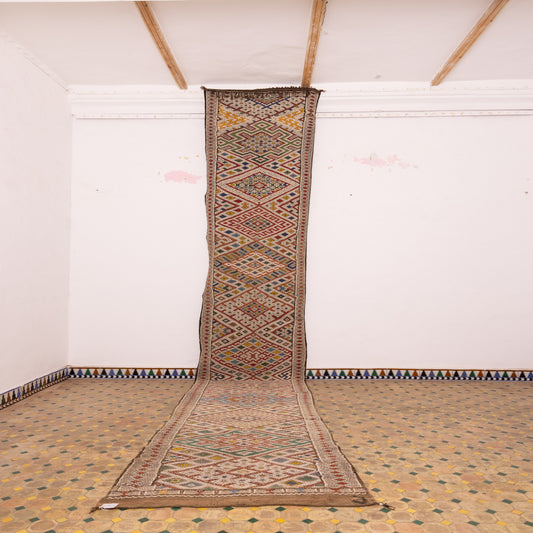 Moroccan Corridor Runner - Multicolor Diamond Wool Rug