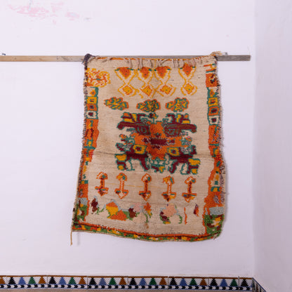 Vintage Azilal Wool Rug - Abstract Tribal Motifs in Warm Earthy Tones - Handwoven Moroccan Art