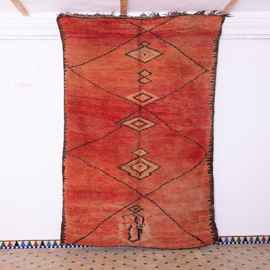 Vintage Rehamna Moroccan Rug – Handmade Wool Berber Carpet with Minimalist Tribal Design