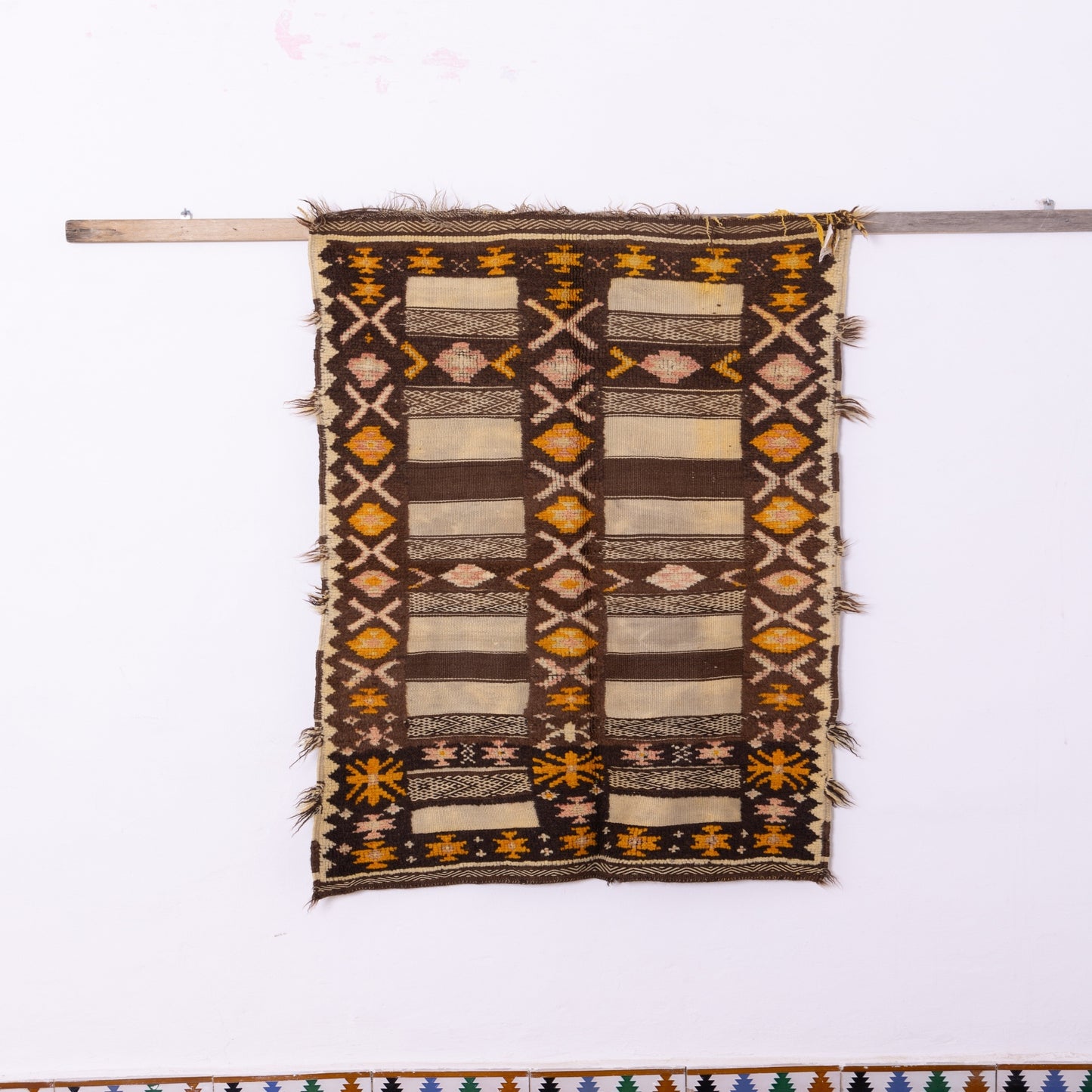 Handwoven Moroccan Akhnif Rug – Authentic Berber Wool & Cotton Tapestry ; 5,09 ft / 2,95 ft