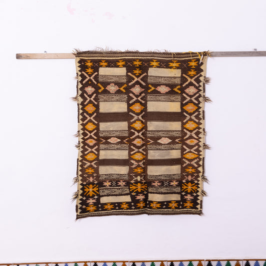 Handwoven Moroccan Akhnif Rug – Authentic Berber Wool & Cotton Tapestry