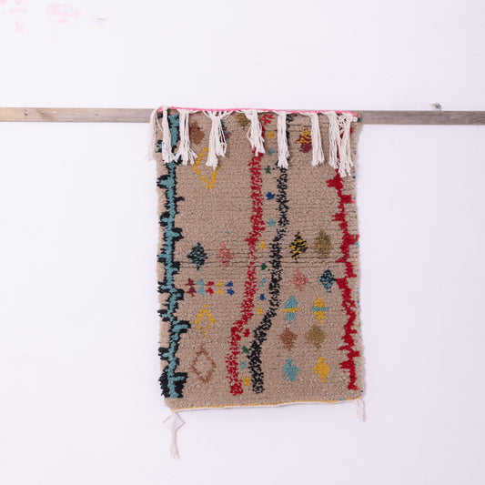 Handmade Boujad Moroccan Rug – Small Wool Berber Carpet – Vintage-Inspired Boho Decor – Unique Tribal Design – Moroccan Wall Hanging or Accent Rug