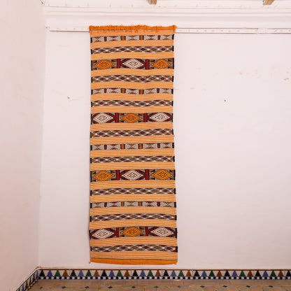 Moroccan Corridor Rug - 100% Wool Runner - Tribal Diamond Motif