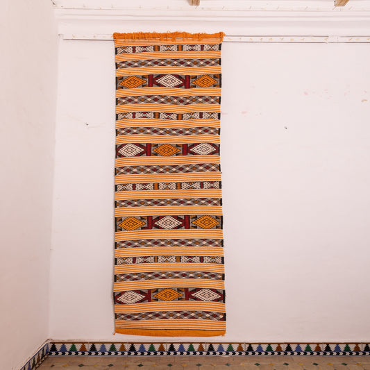 Moroccan Corridor Rug - 100% Wool Runner - Tribal Diamond Motif