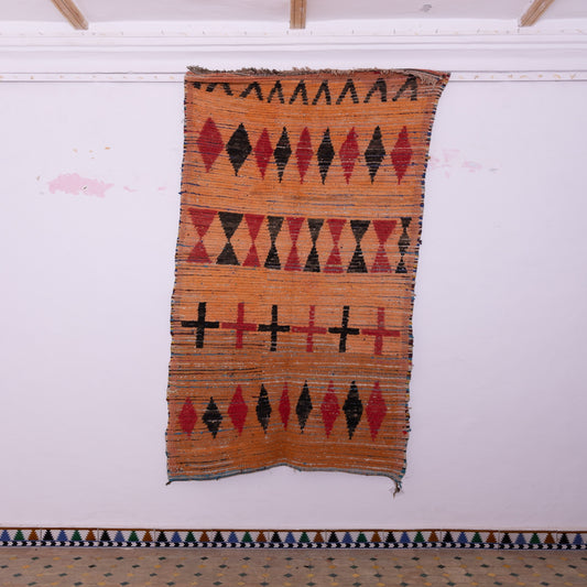 Vintage Moroccan Berber Rug – Handwoven Wool Carpet with Geometric Tribal Patterns – Boho & Mid-Century Decor