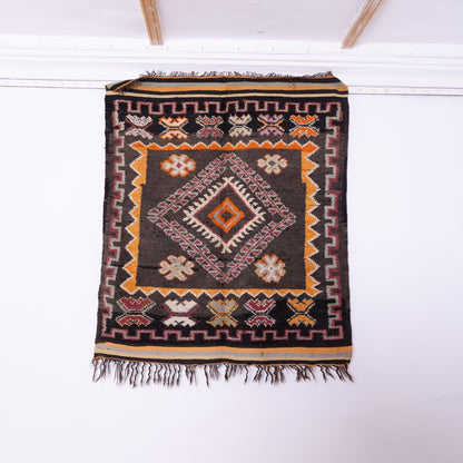 Vintage Moroccan Handwoven Berber Rug – Bold Geometric Tribal Carpet ; 7,22 ft / 4,59 ft