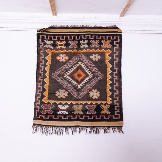 Vintage Moroccan Handwoven Berber Rug – Bold Geometric Tribal Carpet