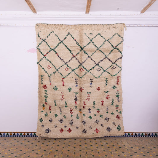 Handwoven Vintage Moroccan Boucherouite Rug – Vibrant Berber Wool & Cotton Carpet
