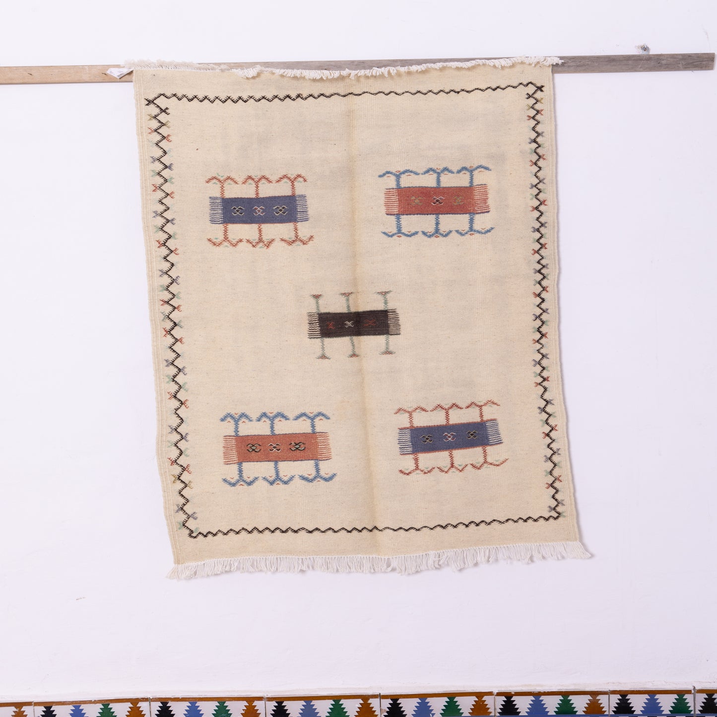 Handwoven Moroccan Akhnif Rug – Elegant Berber Wool & Cotton Carpet